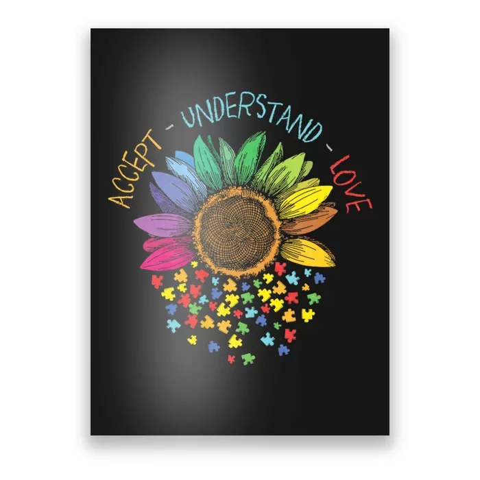 Autism Awareness Accept Understand Love Asd Rainbow Flower Poster