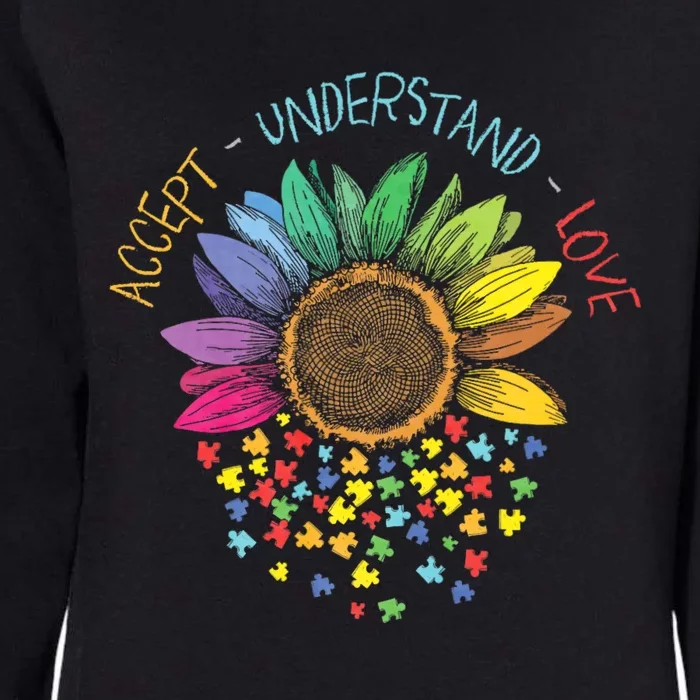 Autism Awareness Accept Understand Love Asd Rainbow Flower Womens California Wash Sweatshirt