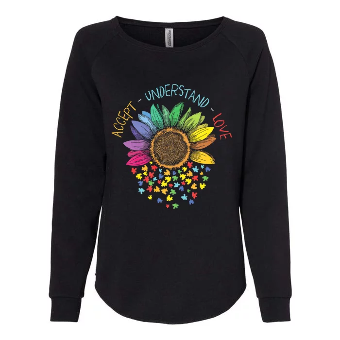 Autism Awareness Accept Understand Love Asd Rainbow Flower Womens California Wash Sweatshirt