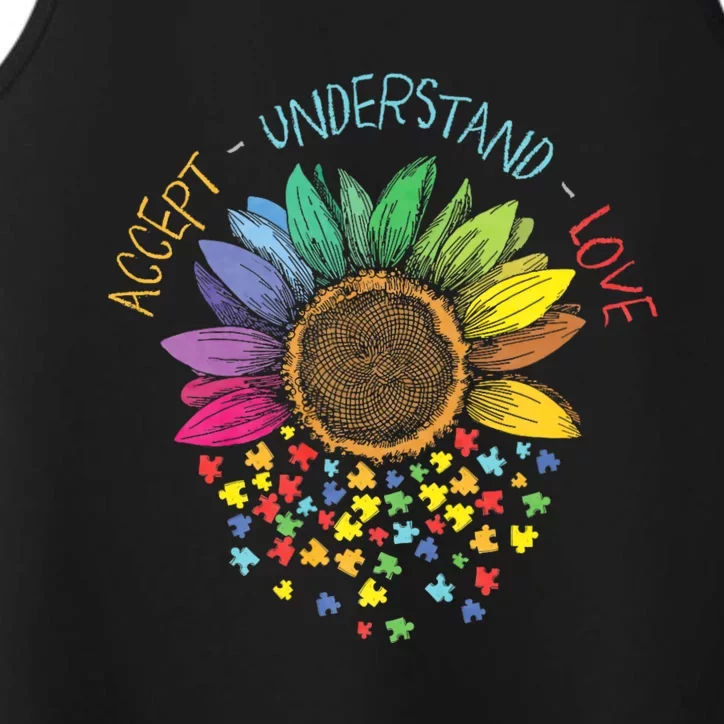 Autism Awareness Accept Understand Love Asd Rainbow Flower Performance Tank