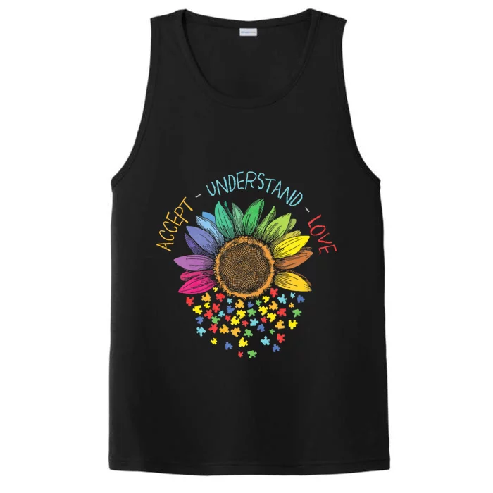 Autism Awareness Accept Understand Love Asd Rainbow Flower Performance Tank