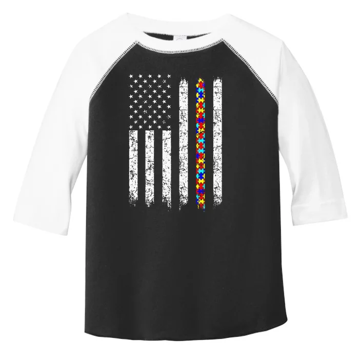 Autism Awareness American Flag Toddler Fine Jersey T-Shirt