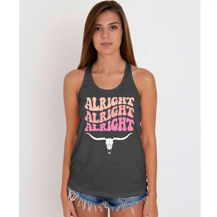 Alright Alright Alright Texas Bull Texas Pride State Usa Women's Knotted Racerback Tank