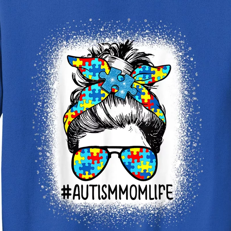 Autism Awareness Autism Mom Life Messy Hair Bun Mother's Day Gift Sweatshirt