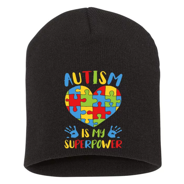 Autistic Autism Awareness  Autism Is My Superpower Short Acrylic Beanie