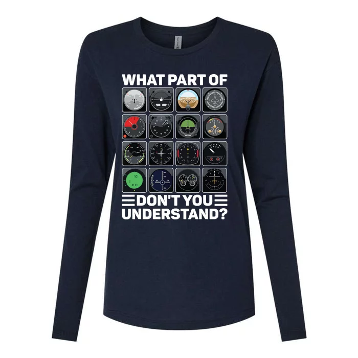 Airline Aircraft Airplane Pilot Tools Instruments Indicators Womens Cotton Relaxed Long Sleeve T-Shirt