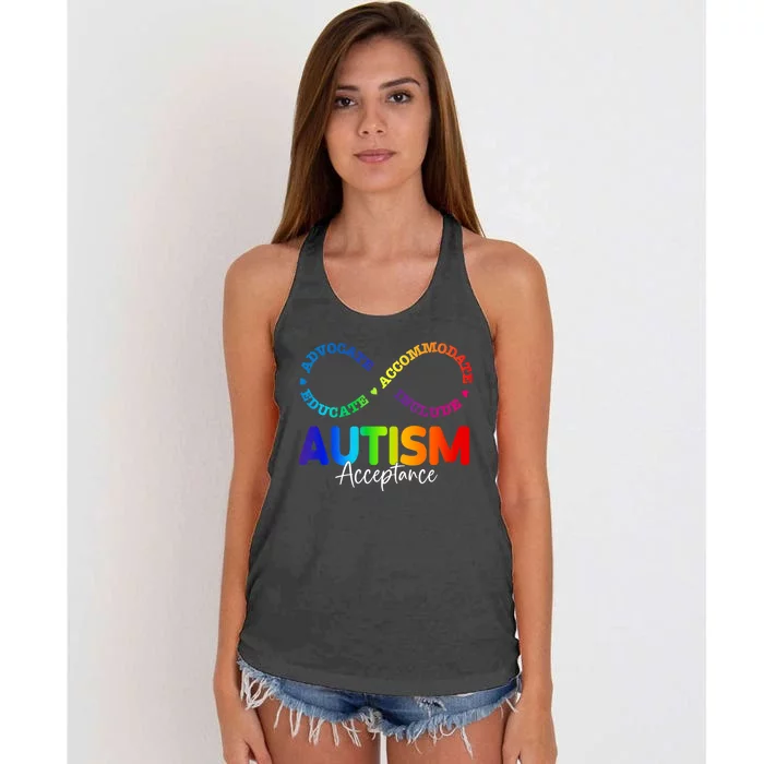 Autism Awareness Acceptance Infinity Symbol Women's Knotted Racerback Tank