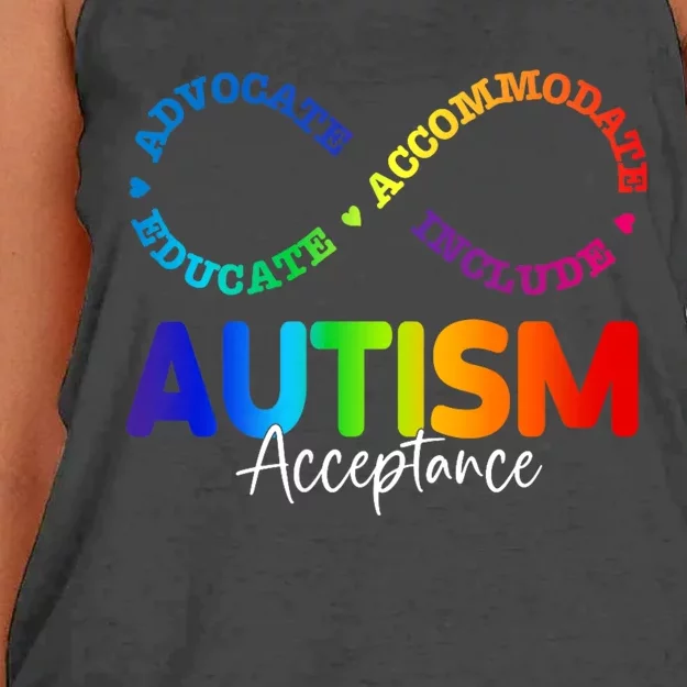 Autism Awareness Acceptance Infinity Symbol Women's Knotted Racerback Tank