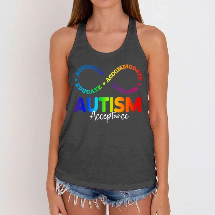 Autism Awareness Acceptance Infinity Symbol Women's Knotted Racerback Tank