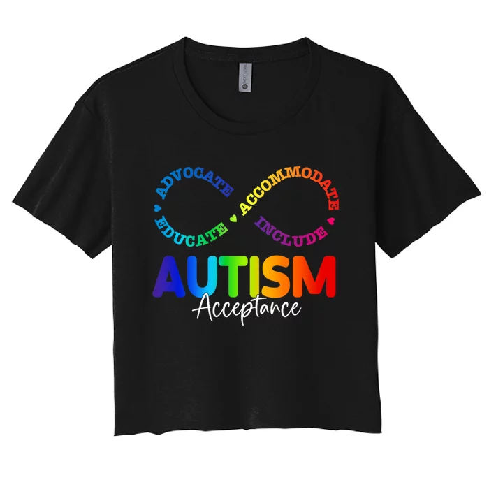 Autism Awareness Acceptance Infinity Symbol Women's Crop Top Tee