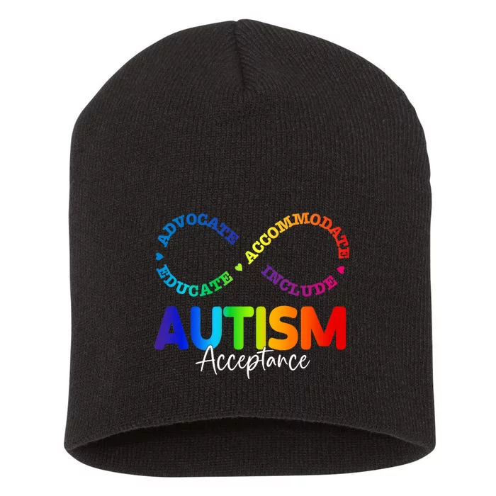 Autism Awareness Acceptance Infinity Symbol Short Acrylic Beanie