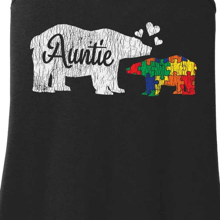 Autism Awareness Auntie Bear Family Autistic Awareness Ladies Essential Tank