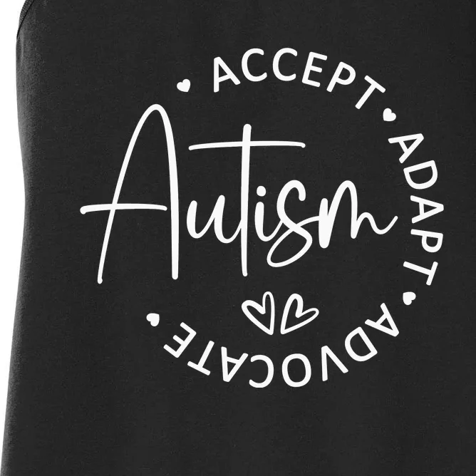 Autism Accept Adapt Advocate Women's Racerback Tank