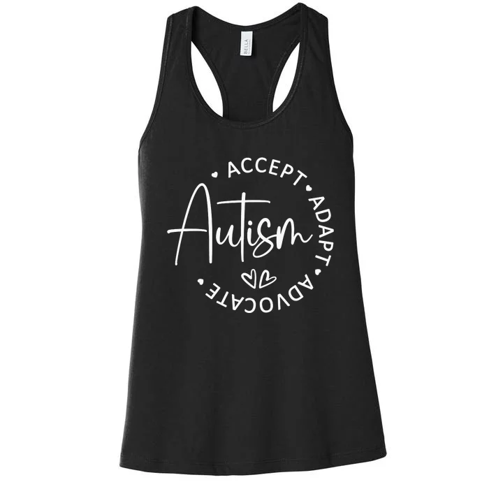 Autism Accept Adapt Advocate Women's Racerback Tank