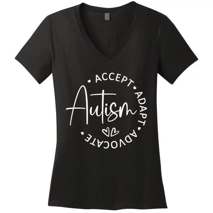 Autism Accept Adapt Advocate Women's V-Neck T-Shirt