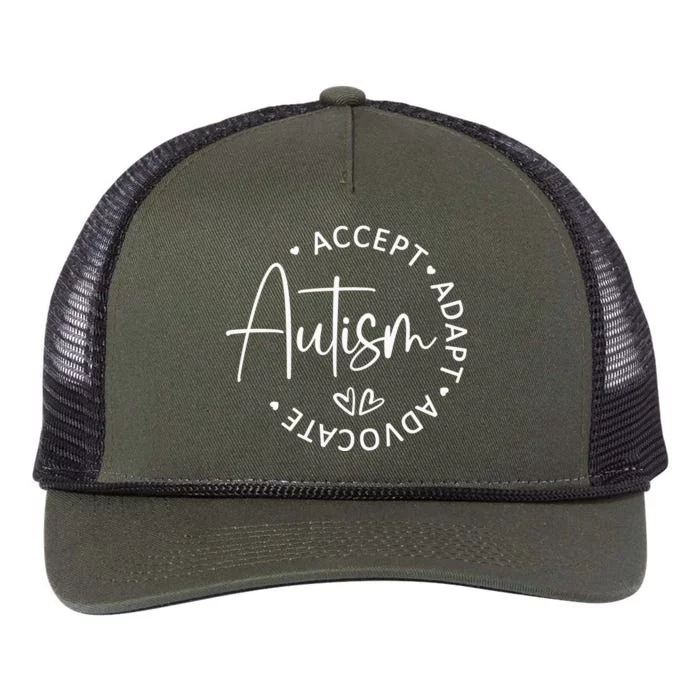 Autism Accept Adapt Advocate Retro Rope Trucker Hat Cap