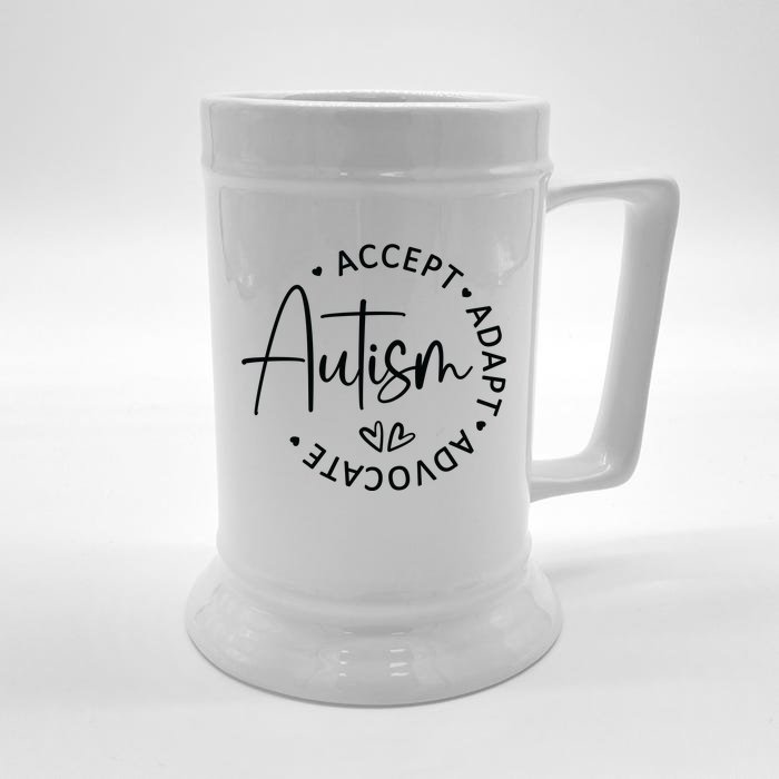 Autism Accept Adapt Advocate Front & Back Beer Stein