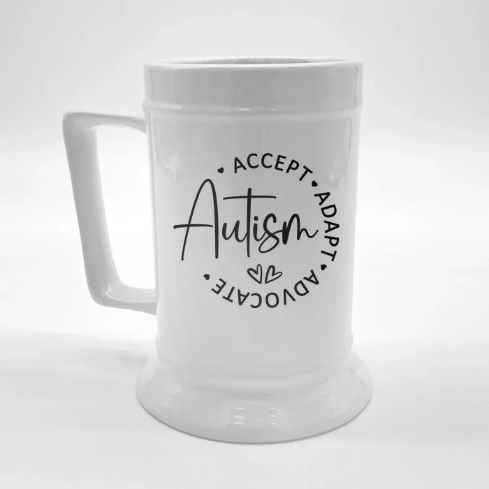 Autism Accept Adapt Advocate Front & Back Beer Stein