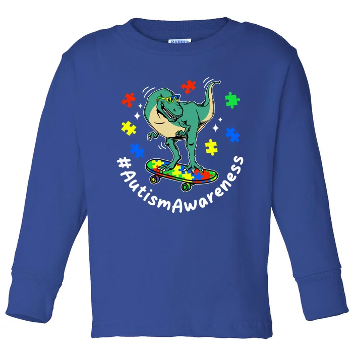 #Autismawareness Autism Awareness Dinosaur Family Fan Cool Gift Toddler Long Sleeve Shirt