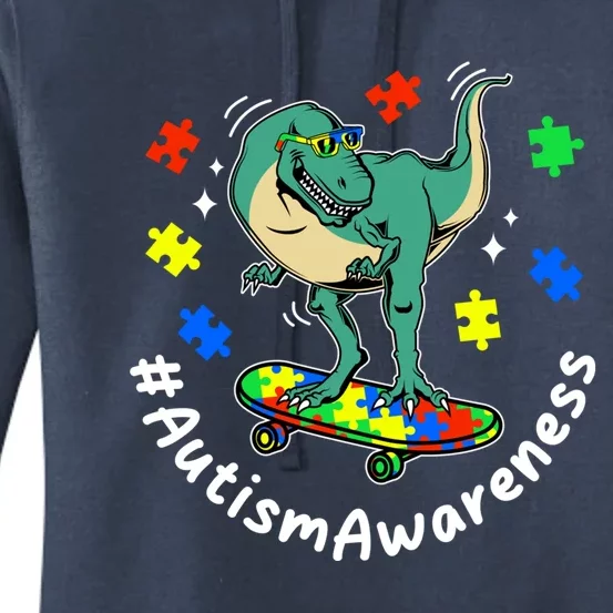 #Autismawareness Autism Awareness Dinosaur Family Fan Cool Gift Women's Pullover Hoodie