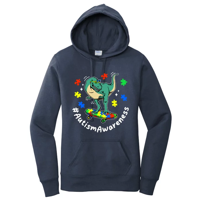 #Autismawareness Autism Awareness Dinosaur Family Fan Cool Gift Women's Pullover Hoodie