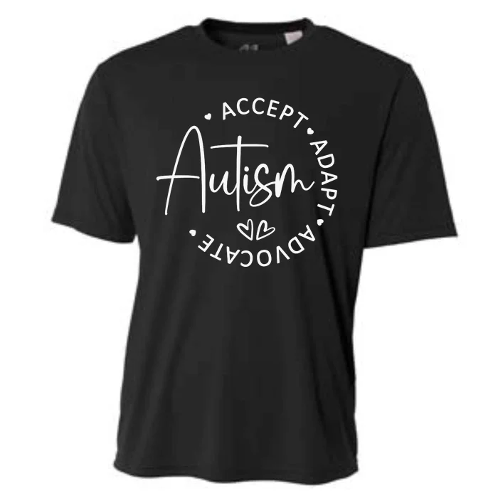 Autism Accept Adapt Advocate White Cooling Performance Crew T-Shirt