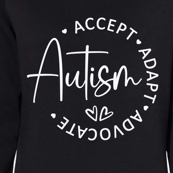 Autism Accept Adapt Advocate White Womens California Wash Sweatshirt