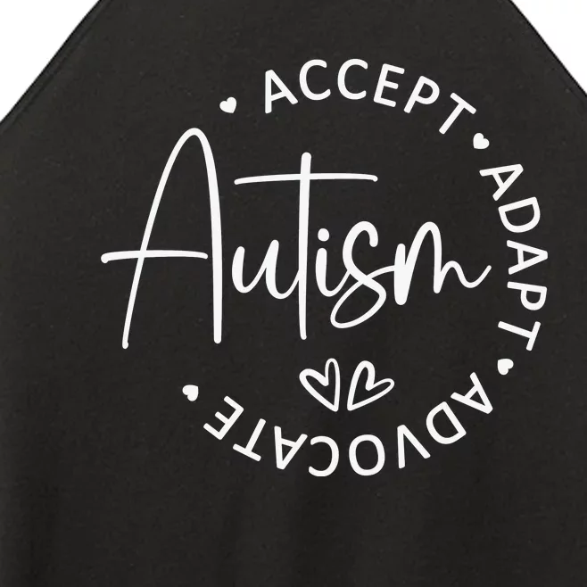 Autism Accept Adapt Advocate White Women’s Perfect Tri Rocker Tank