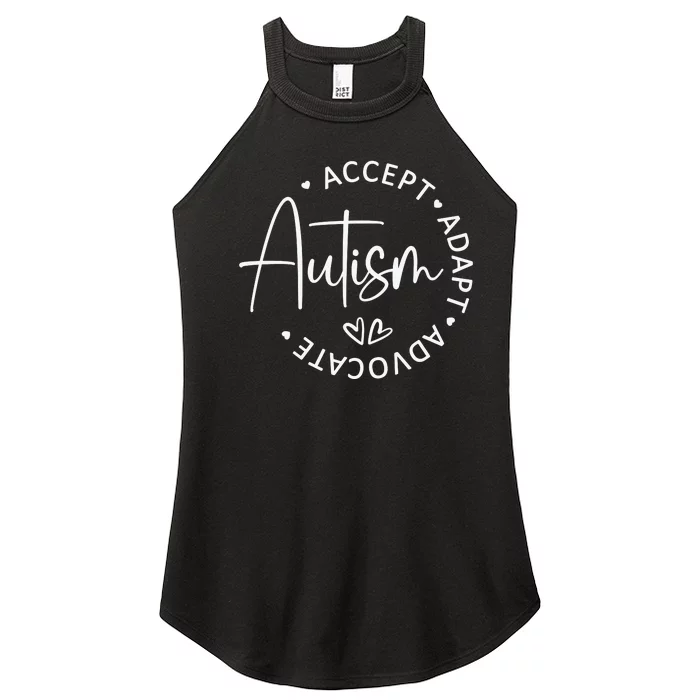 Autism Accept Adapt Advocate White Women’s Perfect Tri Rocker Tank