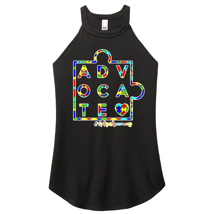 Autism Awareness Advocate Autism Women’s Perfect Tri Rocker Tank