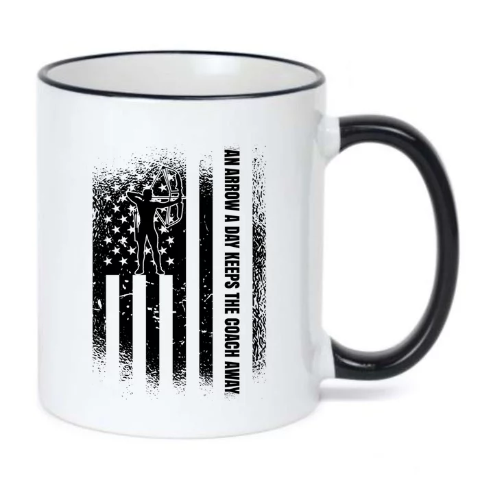 An Arrow A Day Keeps The Archery Coach Away American Flag Cute Gift Black Color Changing Mug