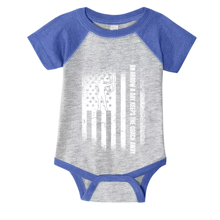 An Arrow A Day Keeps The Archery Coach Away American Flag Cute Gift Infant Baby Jersey Bodysuit