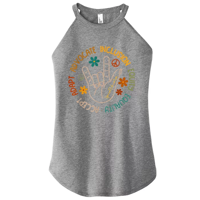 Accept Adapt Advocate Inclusion Equity Equality Women’s Perfect Tri Rocker Tank