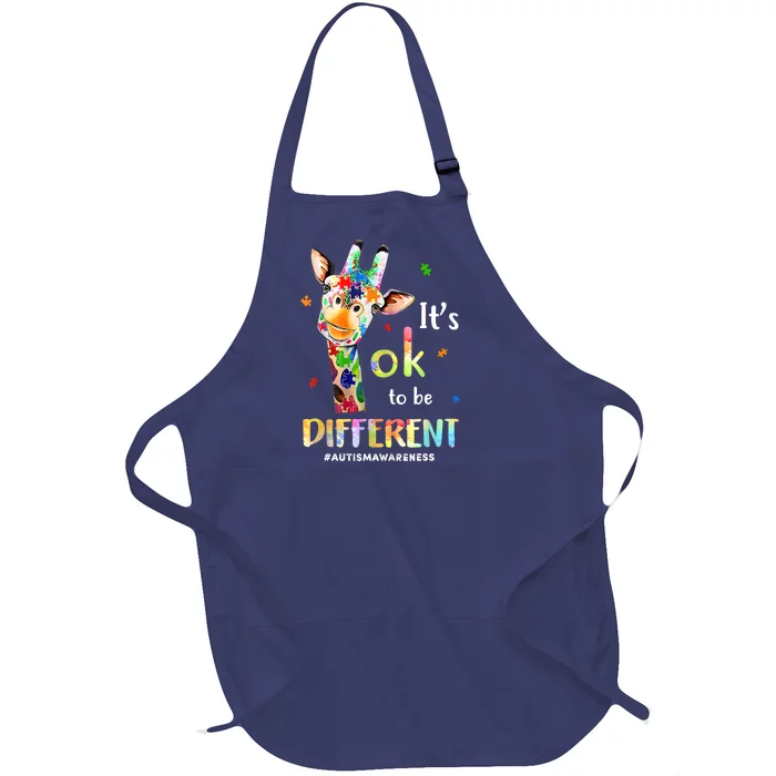 Autism Awareness Acceptance Its Ok To Be Different Full-Length Apron With Pocket