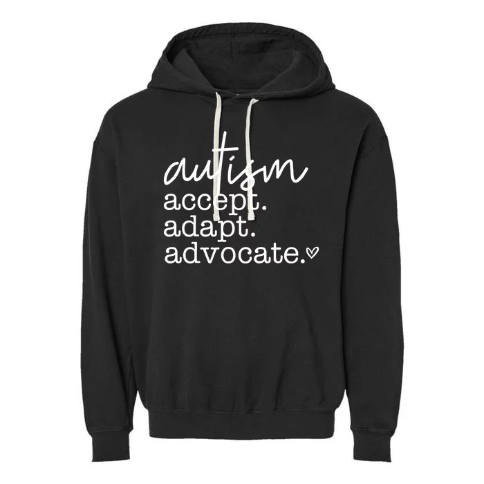 Autism Accept Adapt Advocate Garment-Dyed Fleece Hoodie