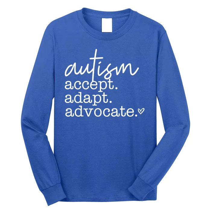 Autism Accept Adapt Advocate Long Sleeve Shirt