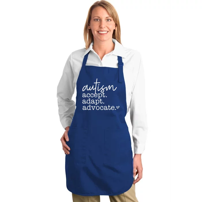 Autism Accept Adapt Advocate Full-Length Apron With Pocket