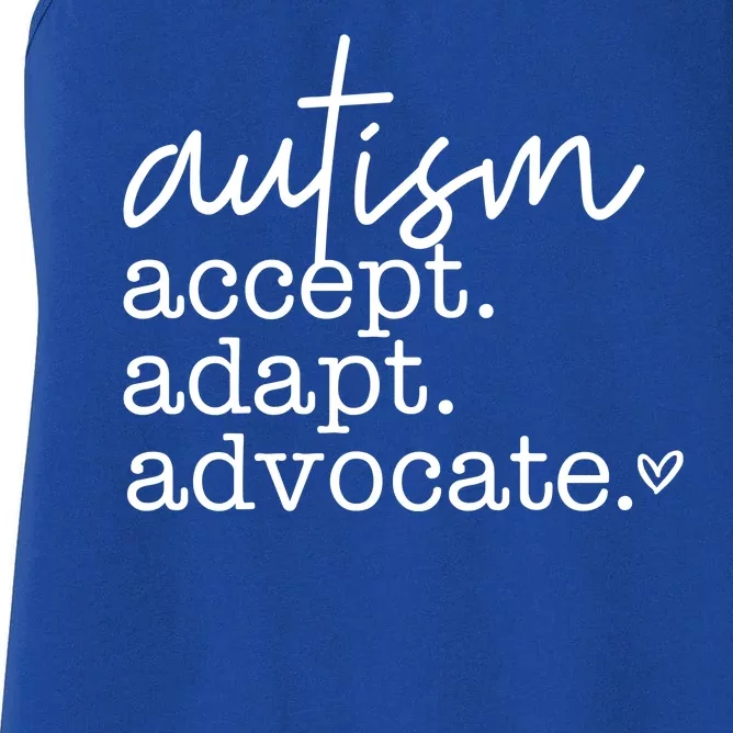 Autism Accept Adapt Advocate Women's Racerback Tank