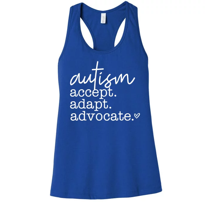 Autism Accept Adapt Advocate Women's Racerback Tank