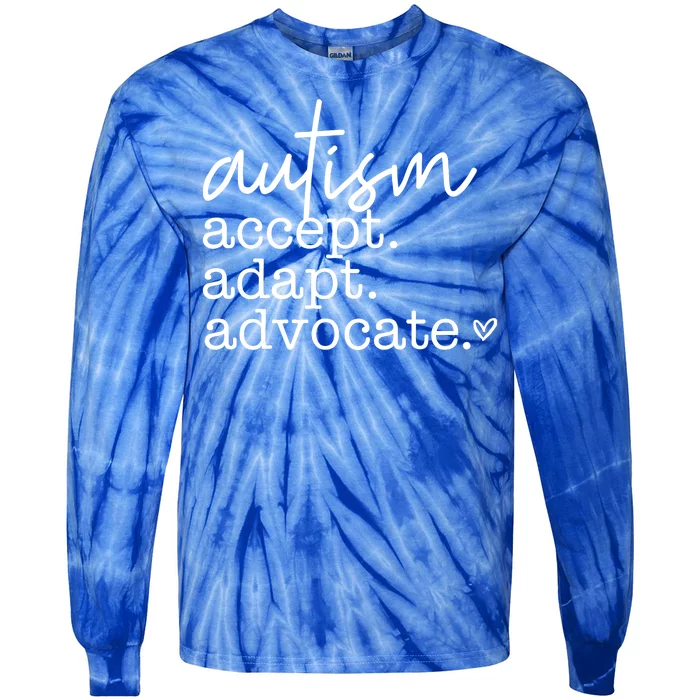 Autism Accept Adapt Advocate Tie-Dye Long Sleeve Shirt