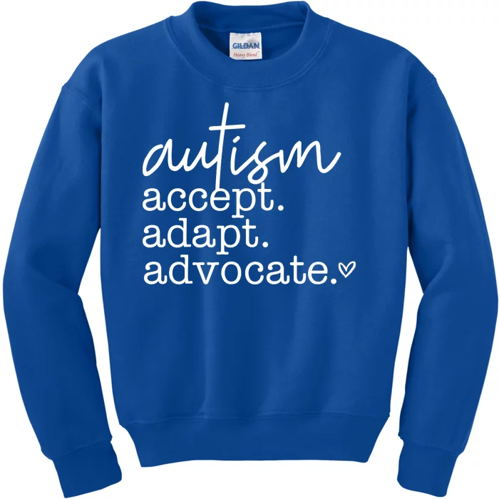 Autism Accept Adapt Advocate Kids Sweatshirt