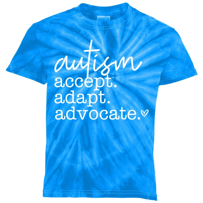 Autism Accept Adapt Advocate Kids Tie-Dye T-Shirt