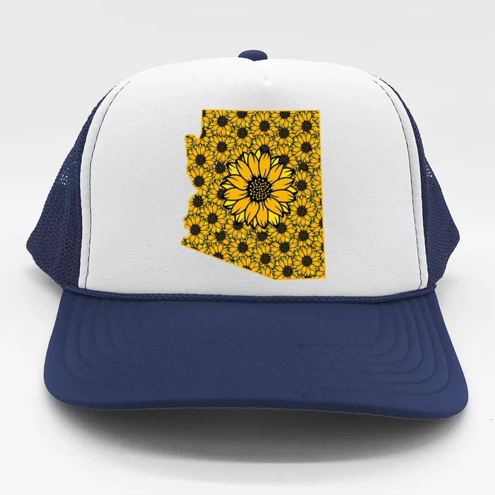 Arizona Az America Summer Sunflower Flower Floral Art Nature Meaningful Gift Trucker Hat