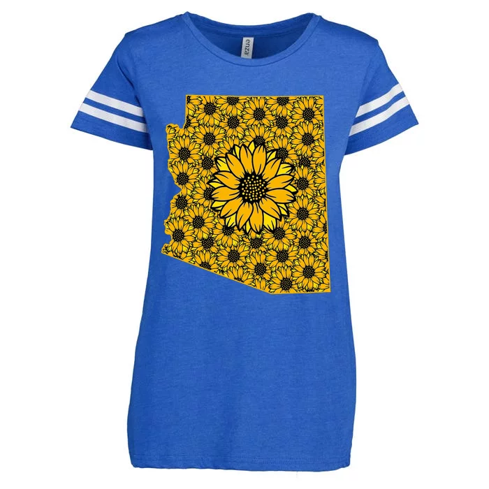 Arizona Az America Summer Sunflower Flower Floral Art Nature Meaningful Gift Enza Ladies Jersey Football T-Shirt