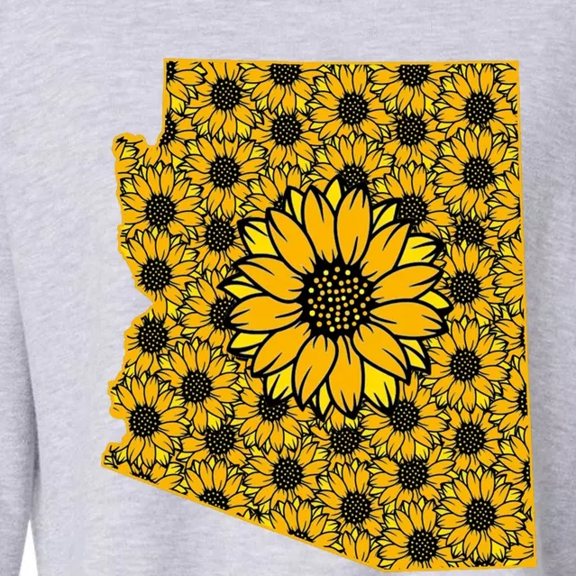 Arizona Az America Summer Sunflower Flower Floral Art Nature Meaningful Gift Cropped Pullover Crew