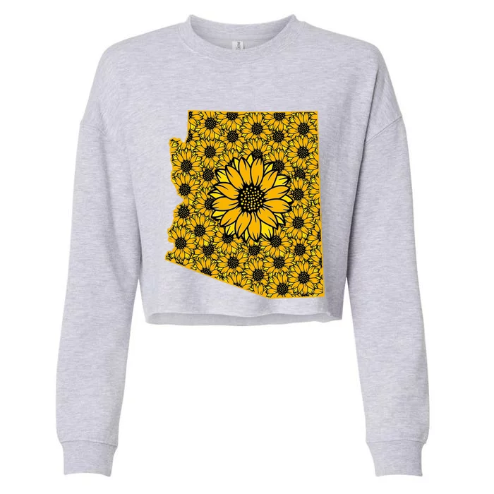 Arizona Az America Summer Sunflower Flower Floral Art Nature Meaningful Gift Cropped Pullover Crew