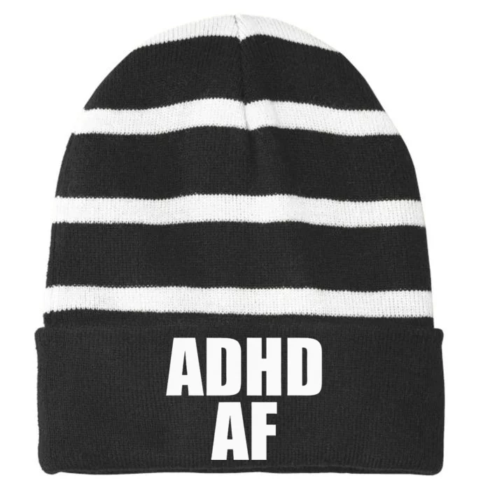 Adhd Af Striped Beanie with Solid Band