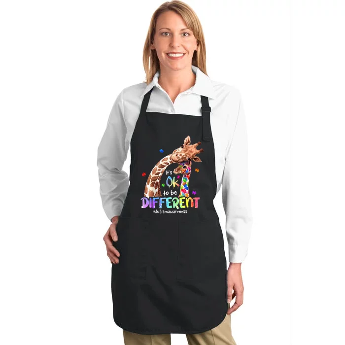 Autism Awareness Acceptance Its Ok To Be Different Full-Length Apron With Pocket