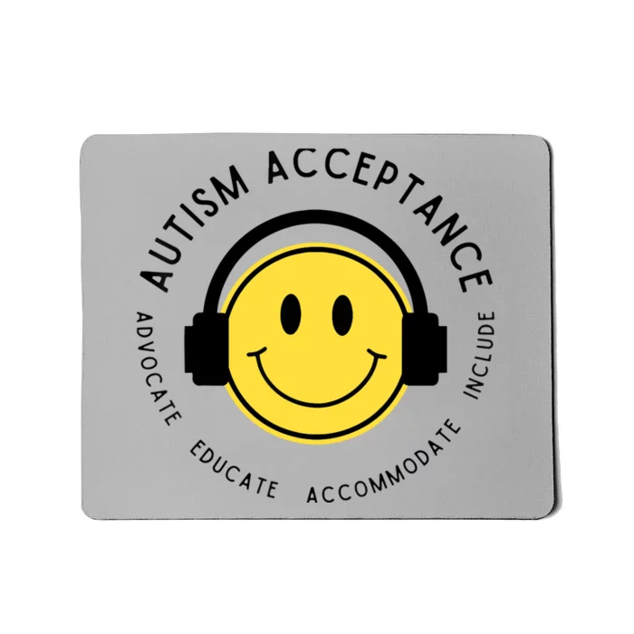 Autism Awareness Acceptance Retro Happy Face Wo Mousepad