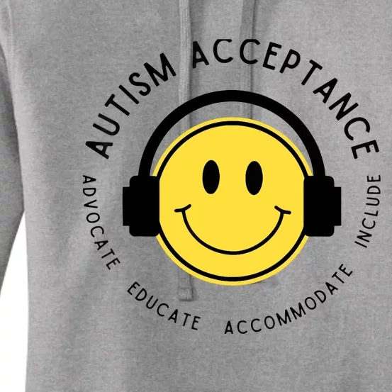 Autism Awareness Acceptance Retro Happy Face Wo Women's Pullover Hoodie